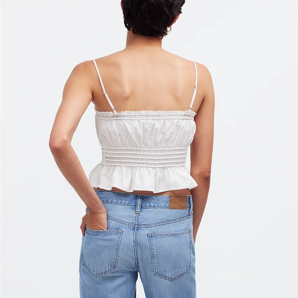 Madewell Smocked Button-Front Top in Poplin XL - Picture 9 of 11